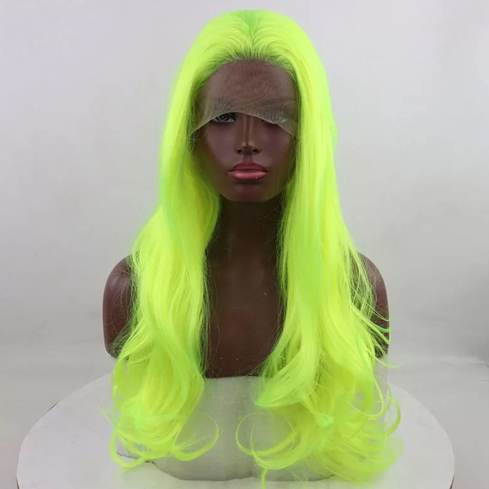💫NEON LIME GREEN BODY WAVY  LACE FRONT WIG💫 *NEW